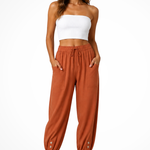 Women's Linen Cropped Pants with Drawstring Waist & Button Hem – Casual Summer Pants