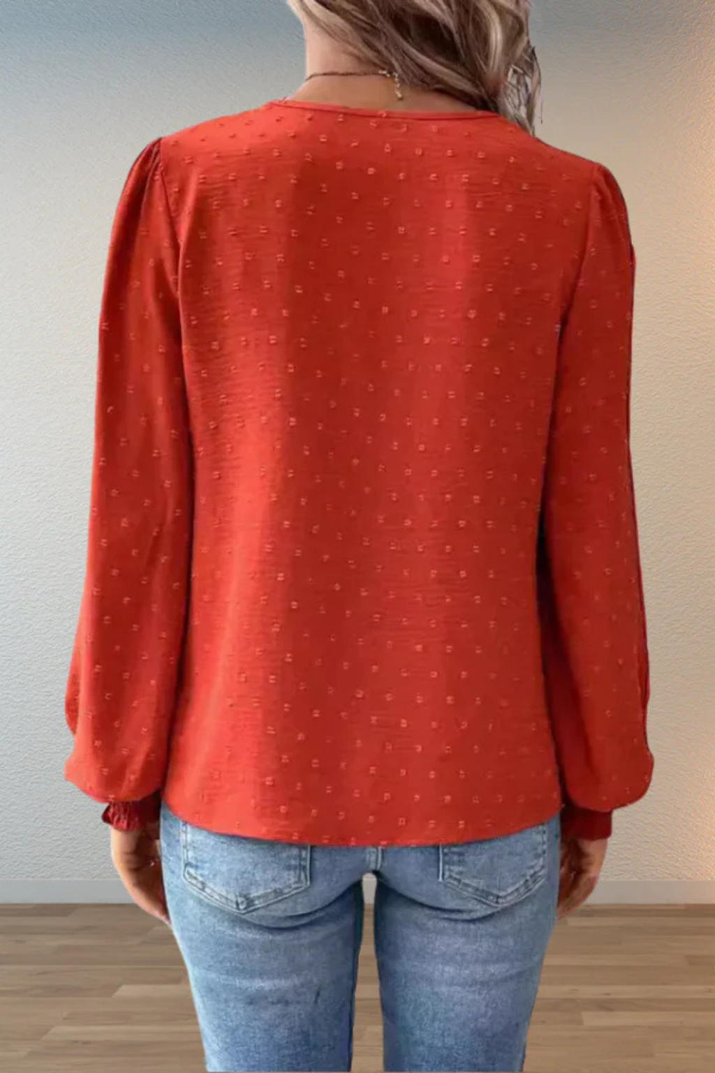Women's Chiffon Blouse with Lace Appliqué V-Neck & Balloon Sleeves – Smart Casual Top