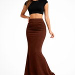 Women's High Waist Ruched Mermaid Maxi Skirt – Fitted Occasion & Evening Skirt