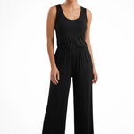 Women's Sleeveless Round Neck Wide Leg Jumpsuit with Pockets – Casual Summer Jumpsuit