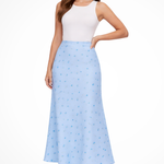 Women's Floral Print Satin Bias Cut Maxi Skirt – Flowing Summer Day to Evening Skirt