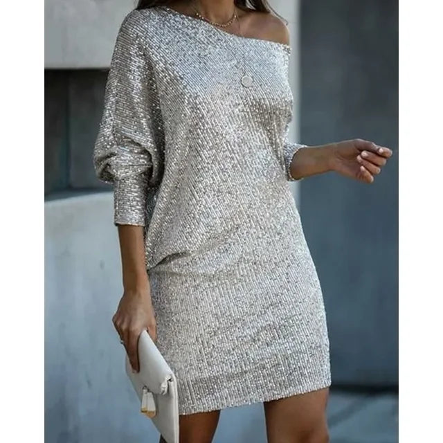 Women's Sequin Party Dress – Sparkly Evening, Cocktail and Christmas Party Dress