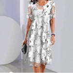 Women's Floral A-Line Midi Dress – Summer Garden Party & Wedding Guest Dress