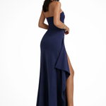Women's Strapless Maxi Dress with High Side Slit – Formal Wedding Guest & Evening Dress