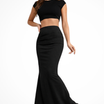 Women's High Waist Ruched Mermaid Maxi Skirt – Fitted Occasion & Evening Skirt