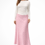 Women's Floral Print Satin Bias Cut Maxi Skirt – Flowing Summer Day to Evening Skirt