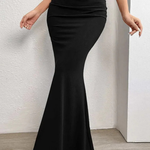 Women's High Waist Ruched Mermaid Maxi Skirt – Fitted Occasion & Evening Skirt