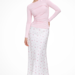 Women's Floral Print Satin Bias Cut Maxi Skirt – Flowing Summer Day to Evening Skirt