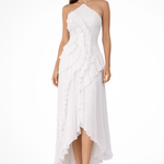Women's Halter Backless Ruffle Maxi Dress – Sleeveless High-Low Summer Occasion Dress