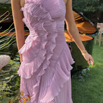 Women's Halter Backless Ruffle Maxi Dress – Sleeveless High-Low Summer Occasion Dress