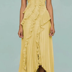 Women's Halter Backless Ruffle Maxi Dress – Sleeveless High-Low Summer Occasion Dress