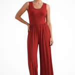 Women's Sleeveless Round Neck Wide Leg Jumpsuit with Pockets – Casual Summer Jumpsuit