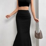 Women's High Waist Ruched Mermaid Maxi Skirt – Fitted Occasion & Evening Skirt