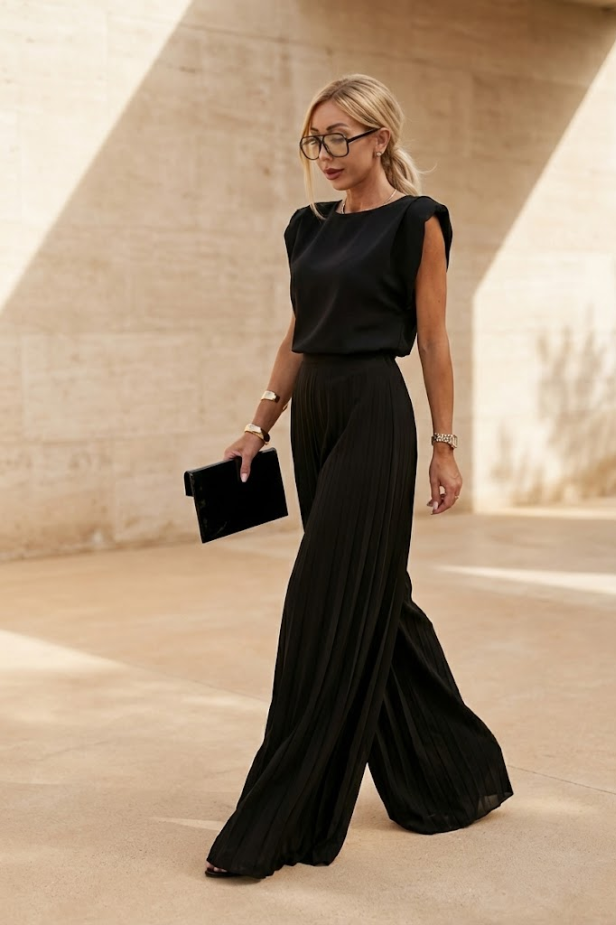 Women's Pleated Jumpsuit – Elegant One Piece for Wedding Guest, Evening and Occasion Wear