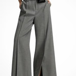 Women's High Waist Wide Leg Pants with Belt – Tailored Pleated Work Pants