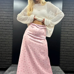 Women's Floral Print Satin Bias Cut Maxi Skirt – Flowing Summer Day to Evening Skirt