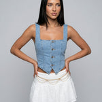 Women's Sleeveless Corset-Inspired Fitted Crop Top – Cocktail & Evening Top
