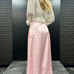 Women's Floral Print Satin Bias Cut Maxi Skirt – Flowing Summer Day to Evening Skirt