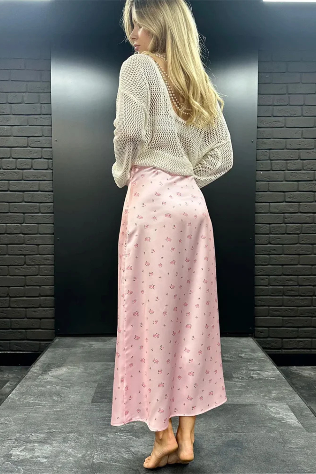 Women's Floral Print Satin Bias Cut Maxi Skirt – Flowing Summer Day to Evening Skirt