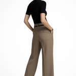 Women's High Waist Wide Leg Pants with Belt – Tailored Pleated Work Pants