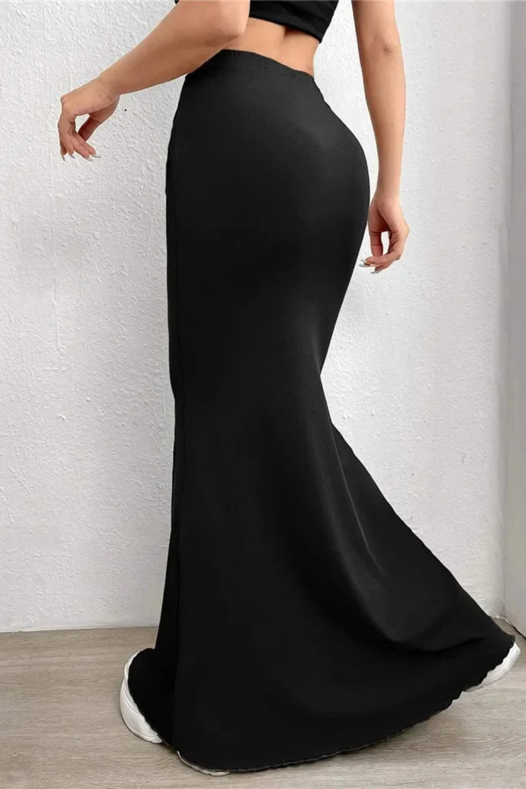 Women's High Waist Ruched Mermaid Maxi Skirt – Fitted Occasion & Evening Skirt