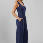 Women's Sleeveless Round Neck Wide Leg Jumpsuit with Pockets – Casual Summer Jumpsuit