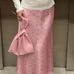 Women's Floral Print Satin Bias Cut Maxi Skirt – Flowing Summer Day to Evening Skirt
