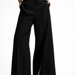 Women's High Waist Wide Leg Pants with Belt – Tailored Pleated Work Pants