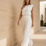 Women's Pleated Jumpsuit – Elegant One Piece for Wedding Guest, Evening and Occasion Wear