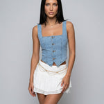Women's Sleeveless Corset-Inspired Fitted Crop Top – Cocktail & Evening Top
