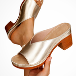 Women's Open Toe Block Heel Mules – Slip-On Platform Sandals for Summer & Occasions