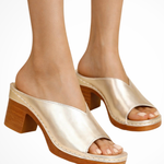 Women's Open Toe Block Heel Mules – Slip-On Platform Sandals for Summer & Occasions