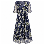 Women's Floral A-Line Midi Dress – Summer Garden Party & Wedding Guest Dress