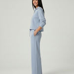 Women's Collared V-Neck Long Sleeve Top & Wide Leg Pants Set – Relaxed Two-Piece Casual Set