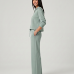 Women's Collared V-Neck Long Sleeve Top & Wide Leg Pants Set – Relaxed Two-Piece Casual Set