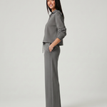 Women's Collared V-Neck Long Sleeve Top & Wide Leg Pants Set – Relaxed Two-Piece Casual Set