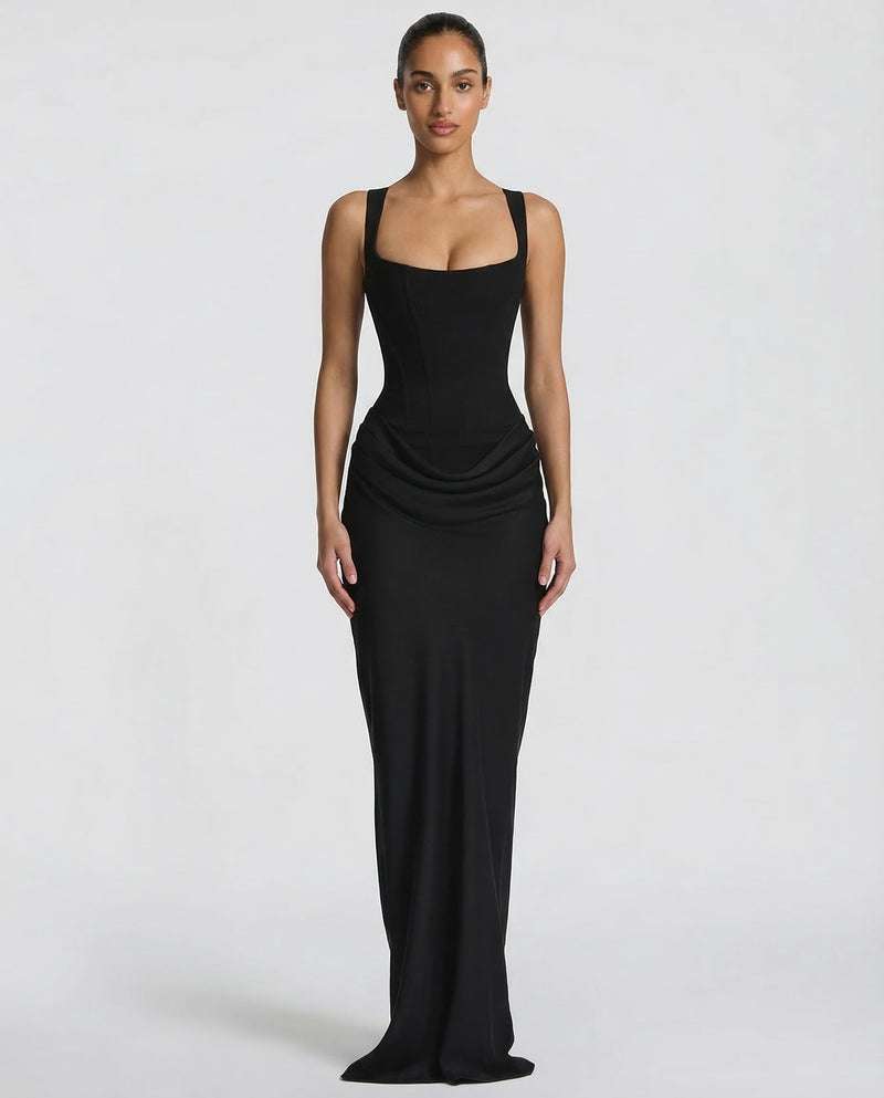 Women's Satin Corset Maxi Dress – Elegant Evening, Formal & Wedding Guest Dress