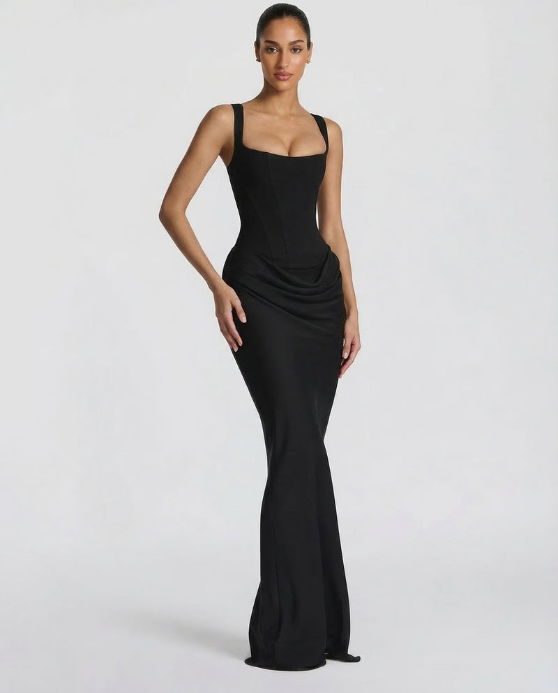 Women's Satin Corset Maxi Dress – Elegant Evening, Formal & Wedding Guest Dress