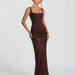 Women's Satin Corset Maxi Dress – Elegant Evening, Formal & Wedding Guest Dress