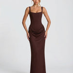Women's Satin Corset Maxi Dress – Elegant Evening, Formal & Wedding Guest Dress