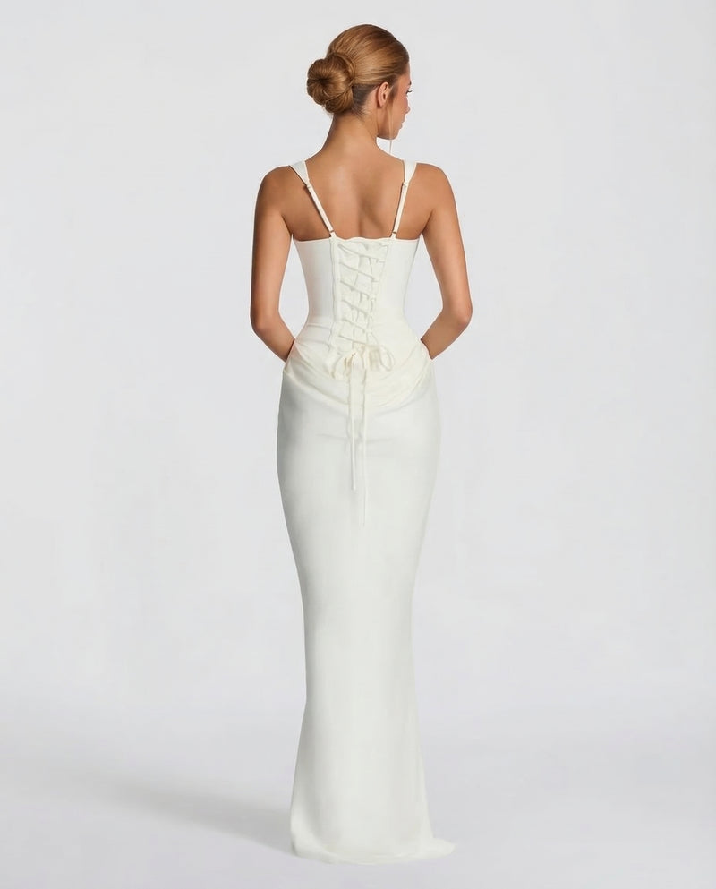 Women's Satin Corset Maxi Dress – Elegant Evening, Formal & Wedding Guest Dress