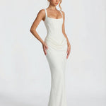 Women's Satin Corset Maxi Dress – Elegant Evening, Formal & Wedding Guest Dress
