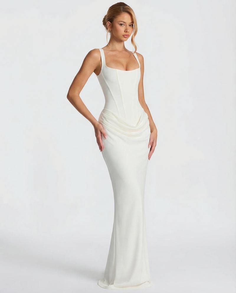 Women's Satin Corset Maxi Dress – Elegant Evening, Formal & Wedding Guest Dress