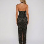 Women's Floral Lace Halter Neck Bodycon Maxi Dress – Evening, Formal and Cocktail Dress