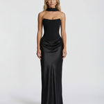 Women's Satin Corset Maxi Dress – Elegant Evening, Formal & Wedding Guest Dress