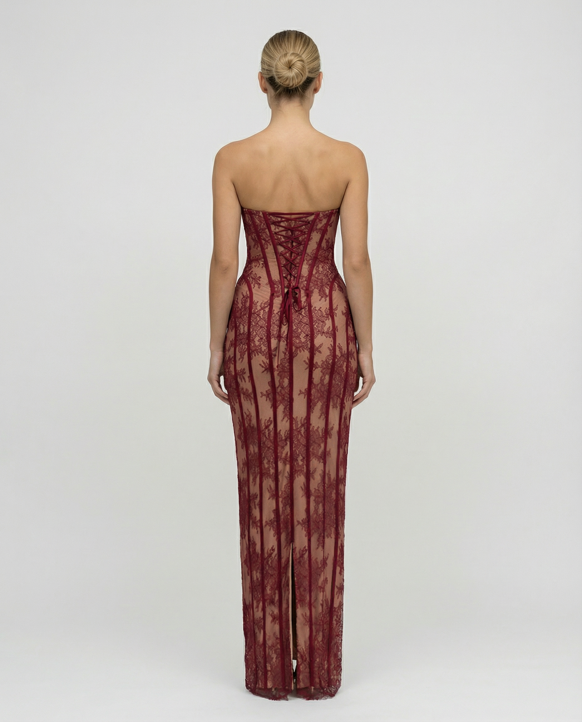 Women's Lace Corset Maxi Dress – Elegant Wedding Guest & Evening Formal Dress