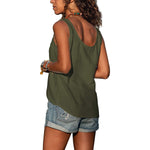 Women's Sleeveless Round Neck Tank Top with Button Details – Casual Summer Top