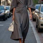 Women's Lantern Sleeve Maxi Dress – Tailored Formal Evening & Wedding Guest Dress