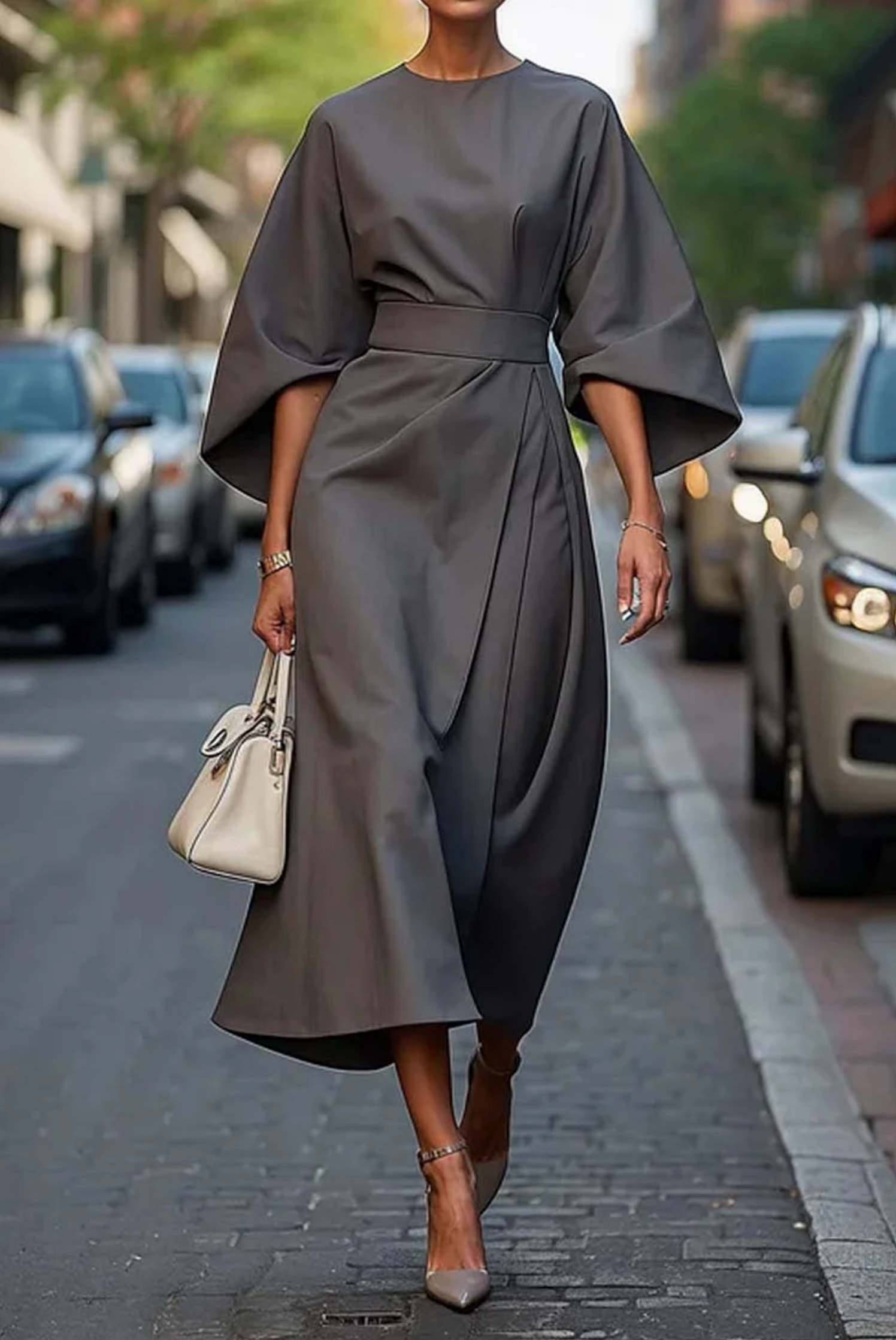 Women's Lantern Sleeve Maxi Dress – Tailored Formal Evening & Wedding Guest Dress