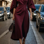 Women's Lantern Sleeve Maxi Dress – Tailored Formal Evening & Wedding Guest Dress